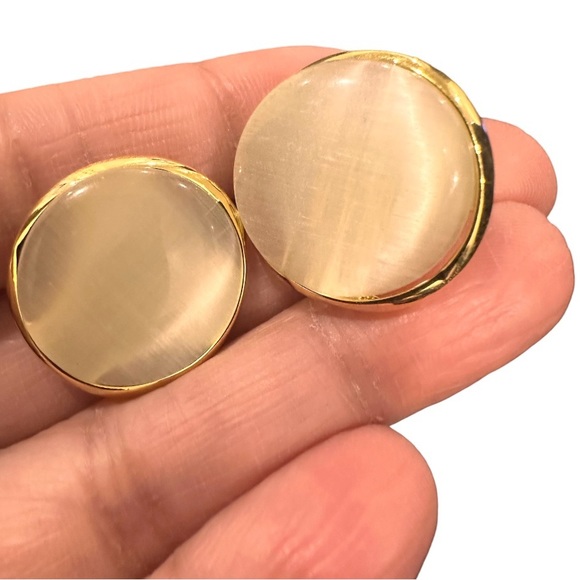 Opal Gold Plated Earrings Large Studs - Picture 5 of 9